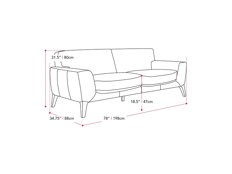 light grey 3 Seater Sofa London Collection measurements diagram by CorLiving