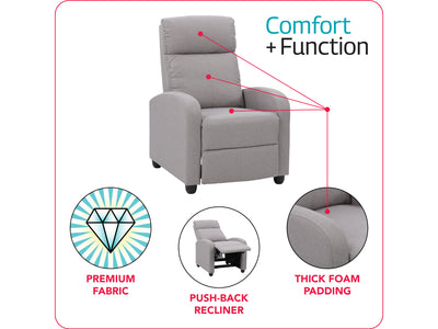 light grey Push Back Recliner Ophelia Collection infographic by CorLiving#color_light-grey
