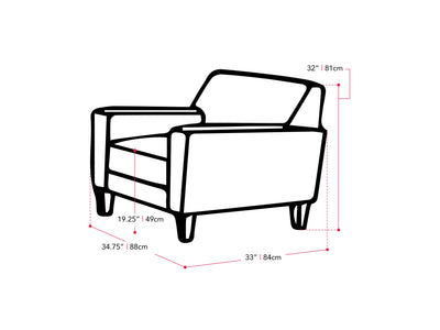 grey Living Room Lounge Chair Ari Collection measurements diagram by CorLiving#color_ari-grey