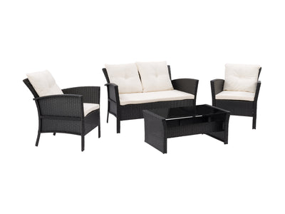 black and warm white Wicker Patio Set, 4pc Cascade Collection product image by CorLiving#color_black-and-warm-white