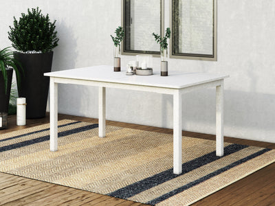 white Outdoor Wood Dining Table Miramar Collection lifestyle scene by CorLiving#color_miramar-washed-white