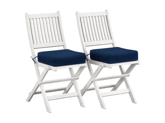 Outdoor wood folding patio chairs set of 2, featuring natural brown wood, slatted back and seat design, with durable metal hinges for easy folding and storage, perfect for garden or balcony use.