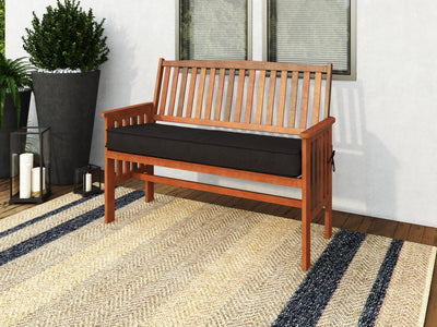 brown Wood Bench with Back Miramar Collection lifestyle scene by CorLiving#color_miramar-brown