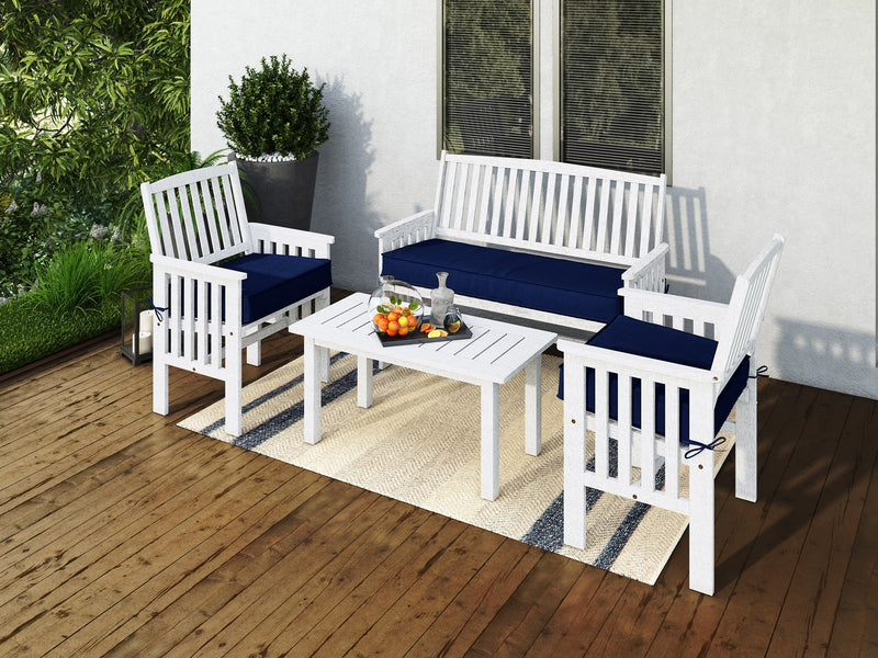 Miramar Washed White Wooden Patio Set, 4pc Miramar Collection lifestyle scene by CorLiving
