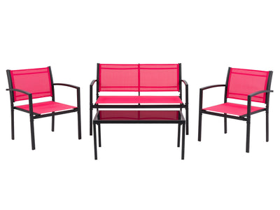 red Metal Outdoor Conversation Set, 4pc Everett Collection product image by CorLiving#color_red