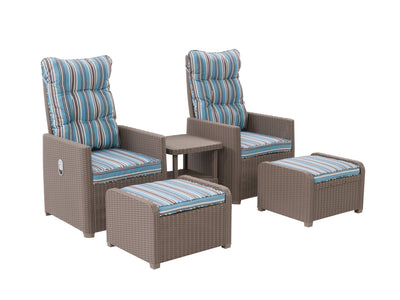 blue stripe Patio Recliner and Ottoman Set, 5pc Lake Front Collection product image by CorLiving#color_blue-stripe