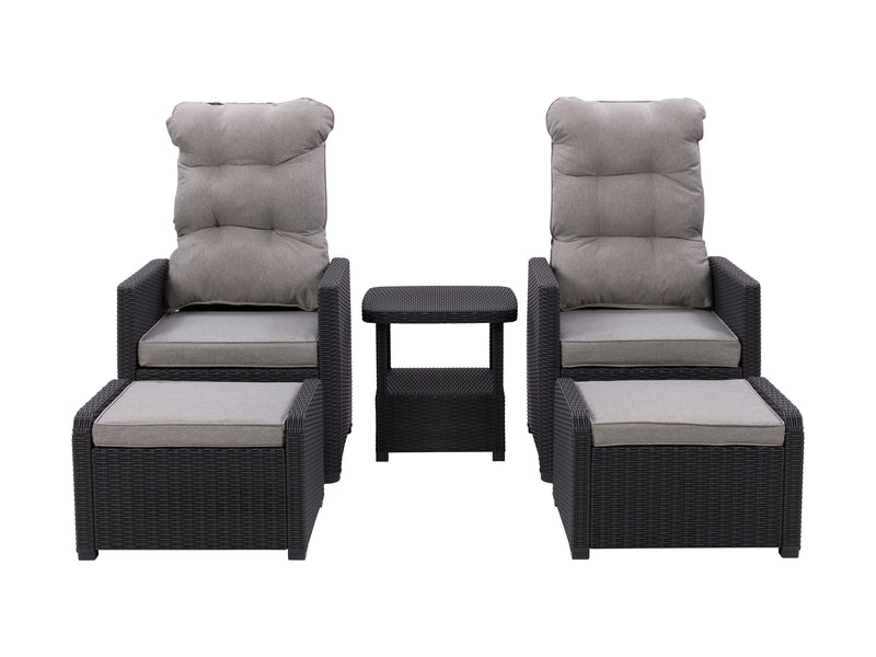 greige Patio Recliner and Ottoman Set, 5pc Lake Front Collection product image by CorLiving