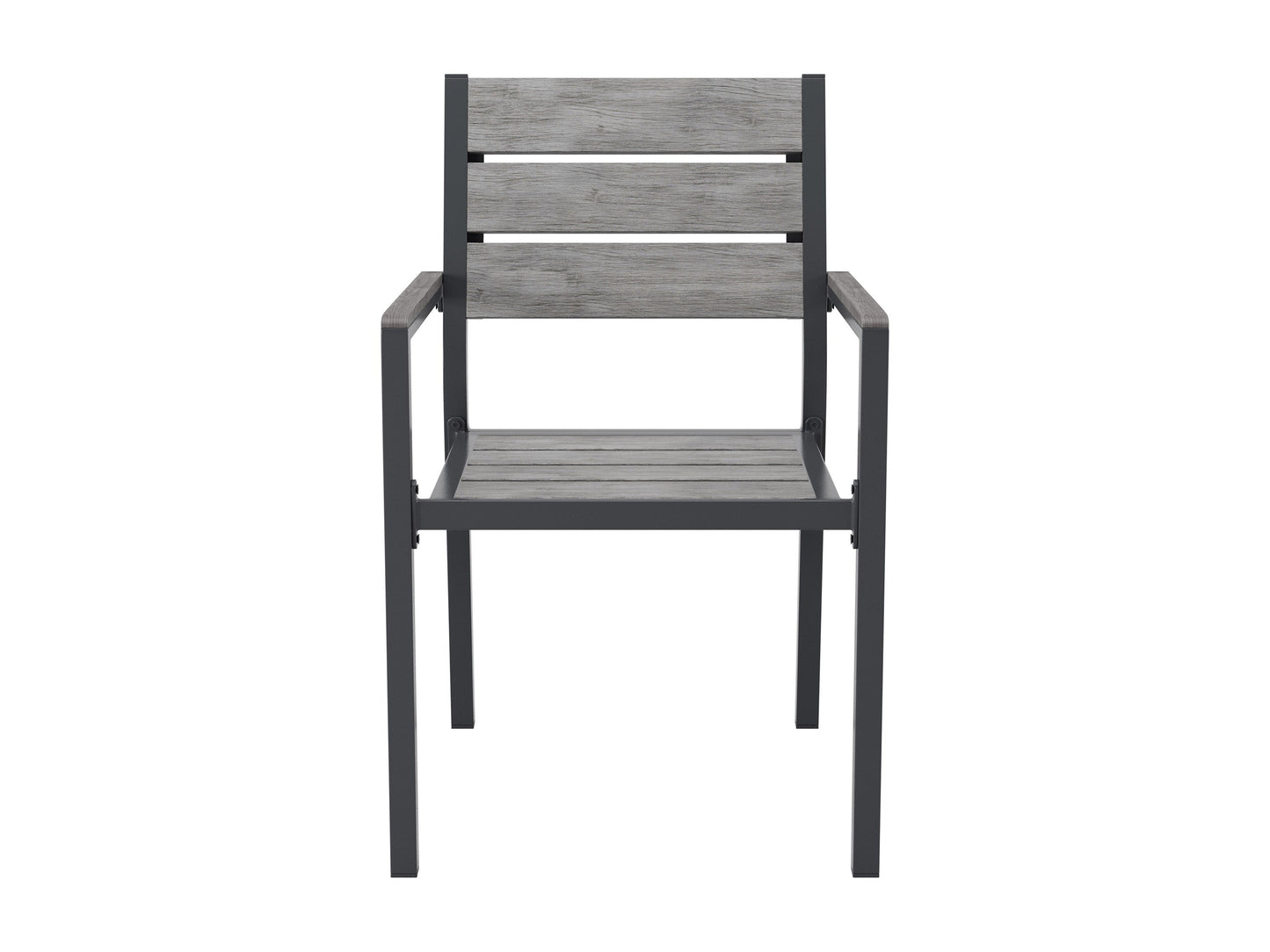 Set of 2 patio dining chairs with weather-resistant wicker, featuring beige cushions and a sturdy metal frame, perfect for outdoor dining.