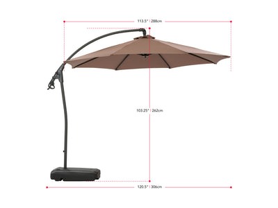 sand cantilever patio umbrella with base Endure measurements diagram CorLiving#color_sand