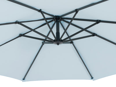 light blue cantilever patio umbrella with base Endure detail image CorLiving#color_light-blue