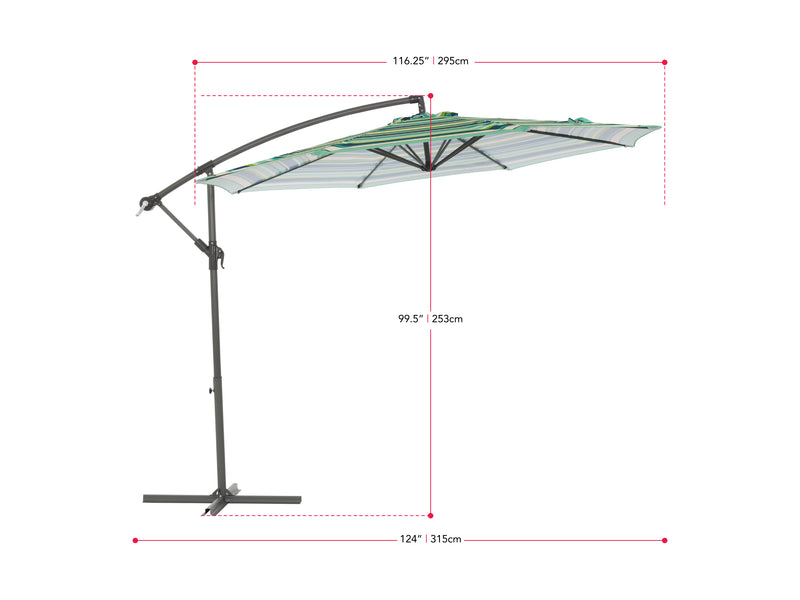 green and white offset patio umbrella 400 Series measurements diagram CorLiving