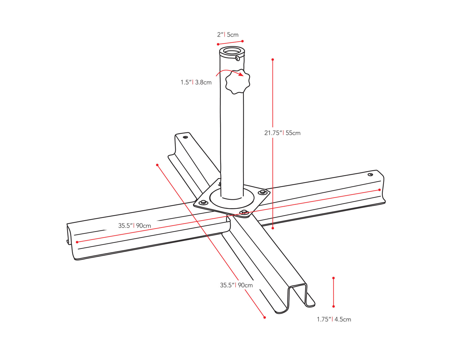dark grey patio umbrella stand CorLiving measurements diagram CorLiving