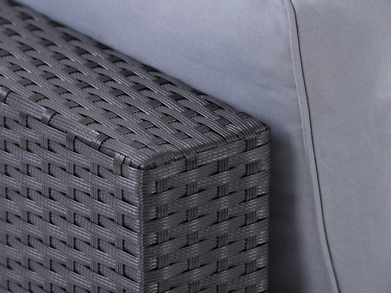 black and ash grey Outdoor Wicker Sofa, 3pc Parksville Collection detail image by CorLiving