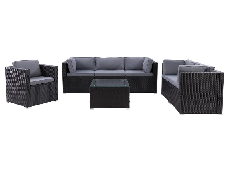 black and ash grey Outdoor Sofa Set, 7pc Parksville Collection product image by CorLiving