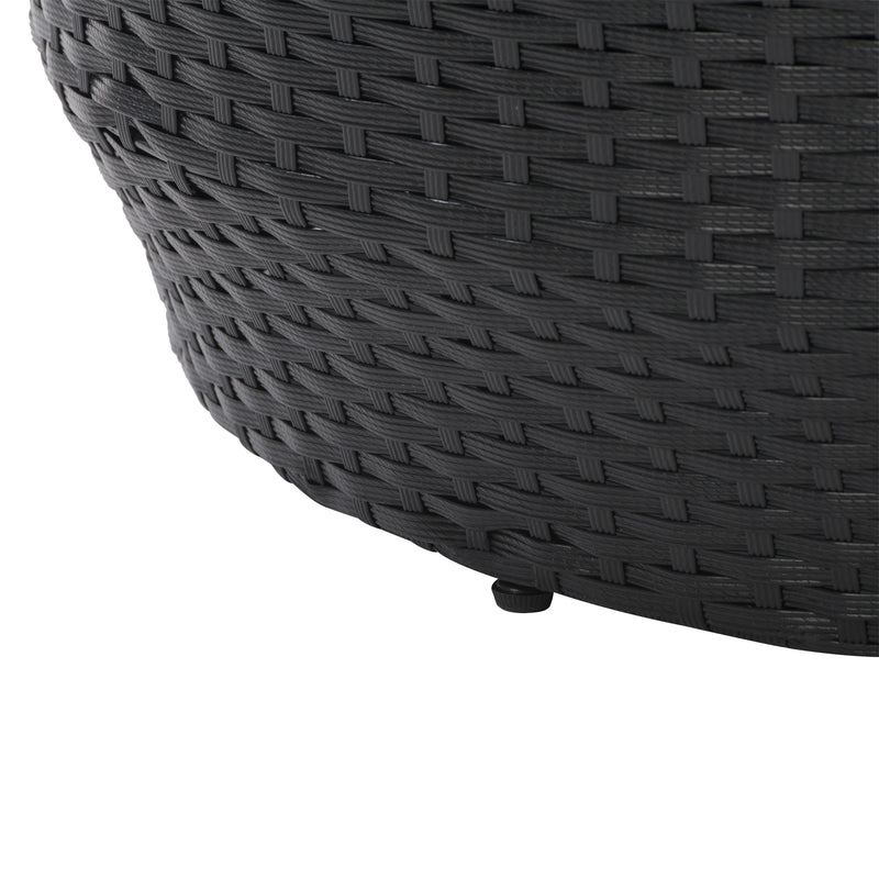 black weave Round Wicker Coffee Table Parksville Collection detail image by CorLiving