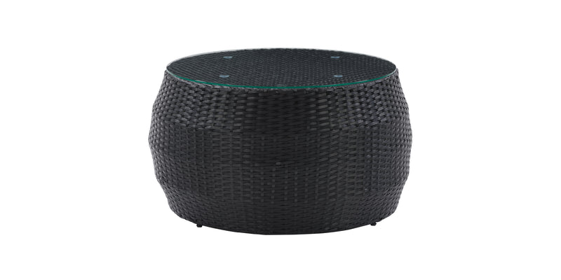 black weave Round Wicker Coffee Table Parksville Collection product image by CorLiving