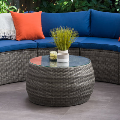 blended grey Wicker Coffee Table Parksville Collection lifestyle scene by CorLiving#color_blended-grey-weave