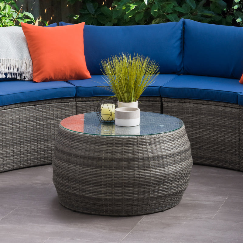 blended grey Wicker Coffee Table Parksville Collection lifestyle scene by CorLiving