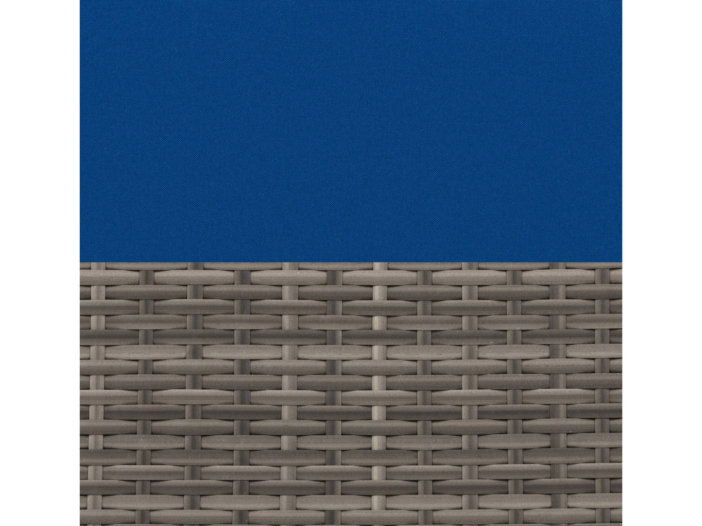 Curved outdoor patio sectional set in beige wicker with grey cushions, featuring a 3-piece design, including two curved sofas and a round coffee table, ideal for garden or backyard lounging.