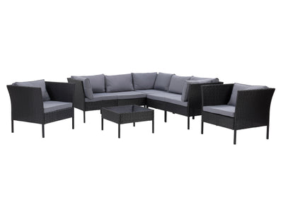 black and ash grey L Shaped Outdoor Sectional, 8pc Parksville Collection product image by CorLiving#color_black-and-ash-grey