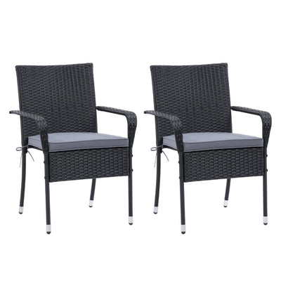 black Stackable Patio Chairs, Set of 2 Parksville Collection product image by CorLiving #color_black