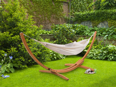 beige Hammock with Wood Stand Warm Sun Collection lifestyle scene by CorLiving#color_beige