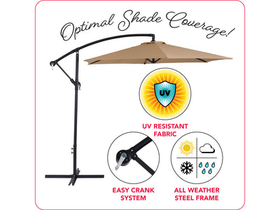 taupe cantilever patio umbrella, tilting persist collection infographic CorLiving#color_taupe
