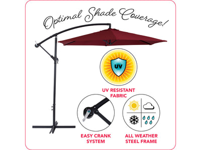 wine red cantilever patio umbrella, tilting persist collection infographic CorLiving#color_wine-red