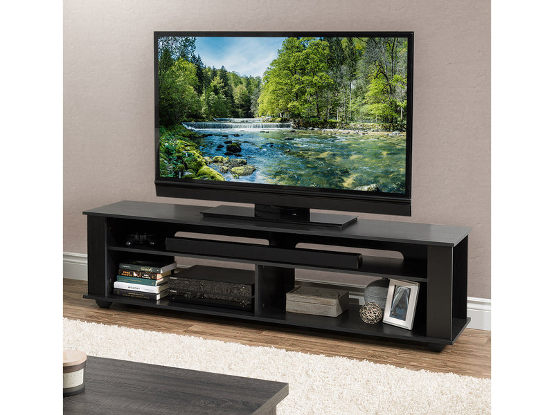 black TV Stand Black for TVs up to 85" Bakersfield Collection lifestyle scene by CorLiving