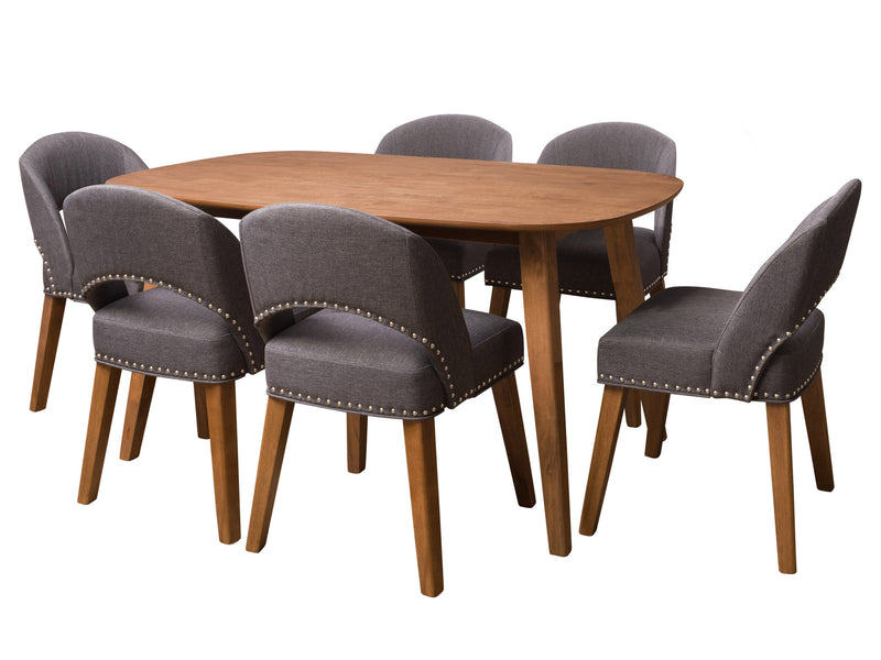 dark grey and hazelnut Mid Century Modern Dining Set, 7pc Tiffany Collection product image by CorLiving