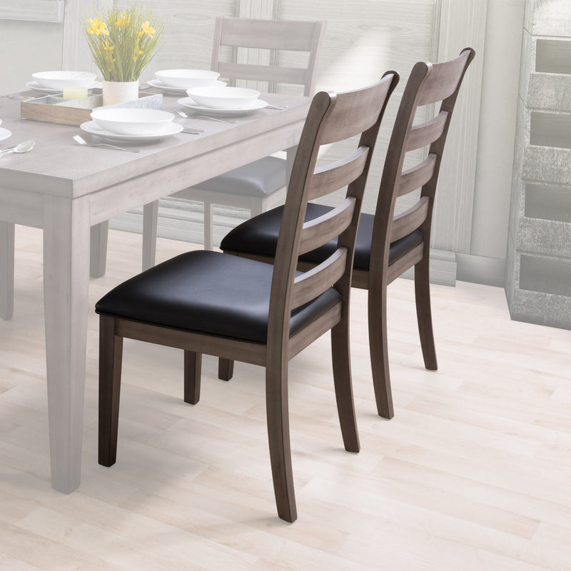 washed grey Wood Dining Chairs, Set of 2 New York Collection lifestyle scene by CorLiving
