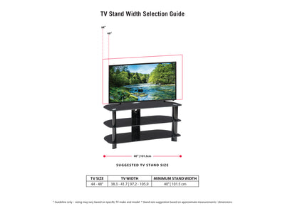 black Glass TV Stand for TVs up to 48" Laguna Collection infographic by CorLiving#color_black