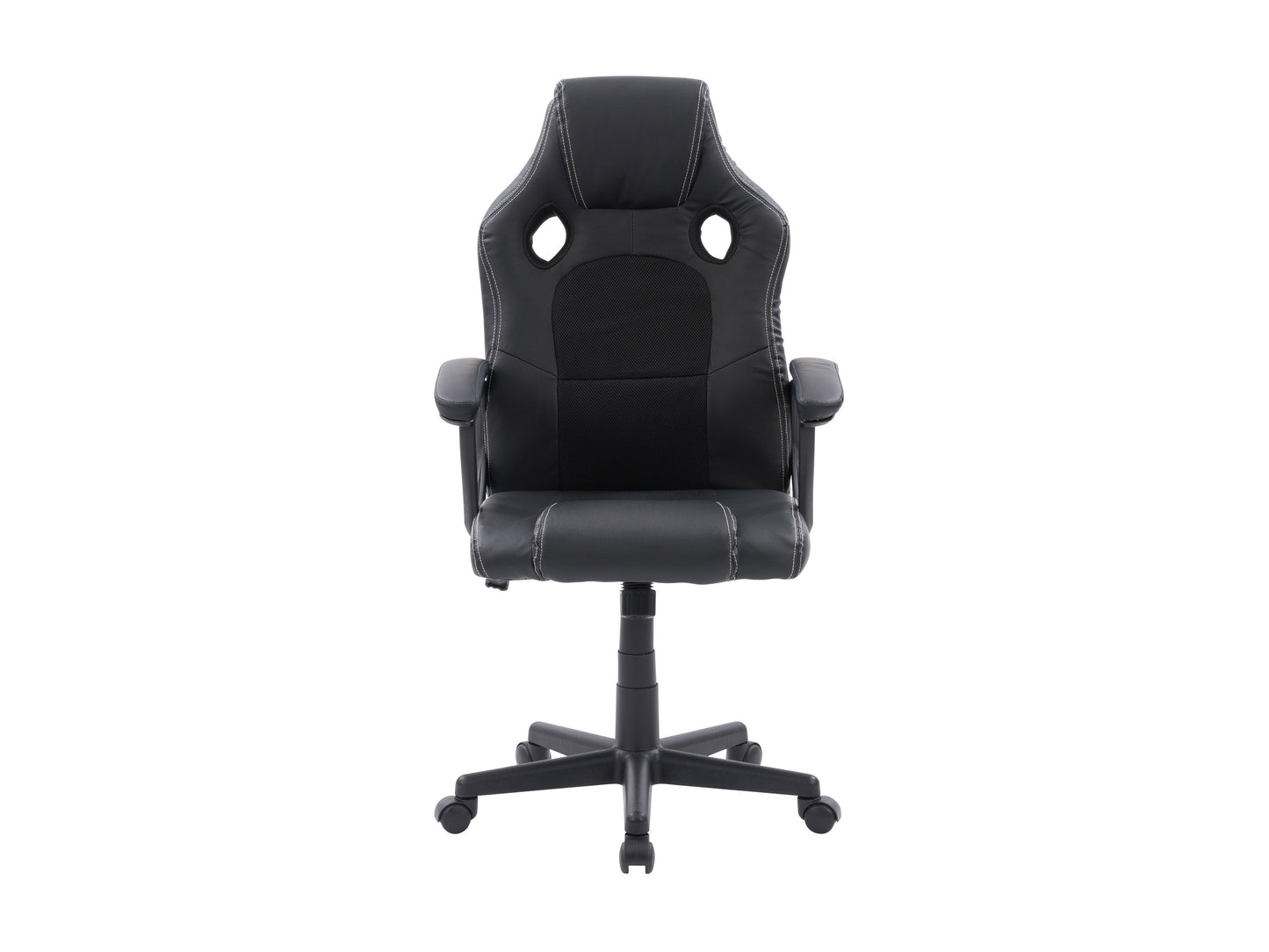Ergonomic black and red reclining gaming chair with lumbar support, adjustable armrests, and high-density foam padding, perfect for long gaming sessions.
