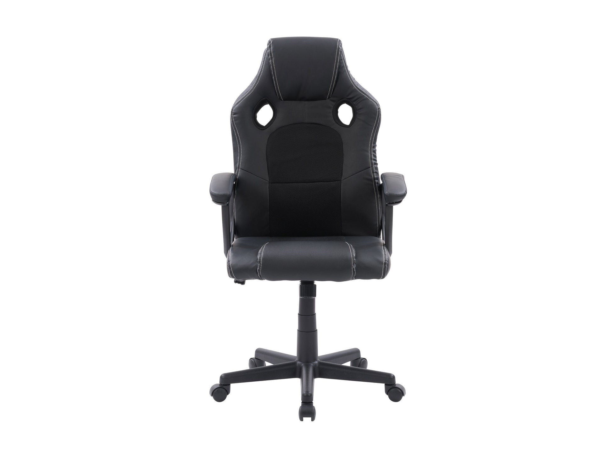 Ergonomic black and red reclining gaming chair with lumbar support, adjustable armrests, and high-density foam padding, perfect for long gaming sessions.