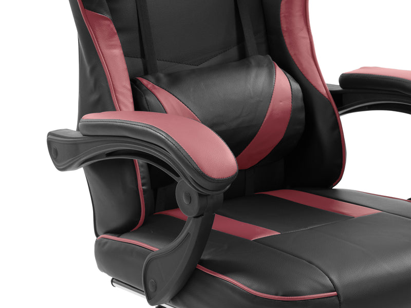 red and black Gaming Chair with Footrest Demolisher Collection detail image by CorLiving