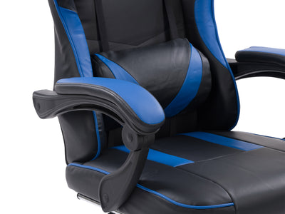 blue and black Gaming Chair with Footrest Demolisher Collection detail image by CorLiving#color_blue-and-black