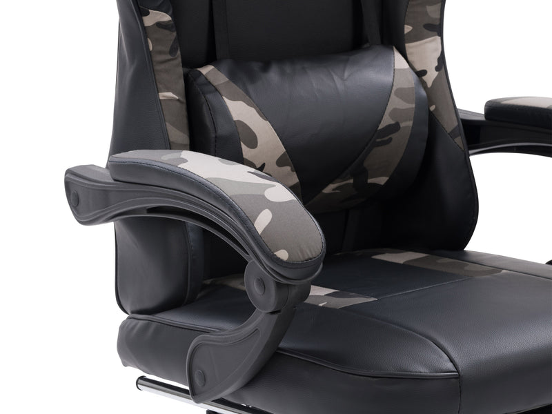 grey and black Gaming Chair with Footrest Demolisher Collection detail image by CorLiving