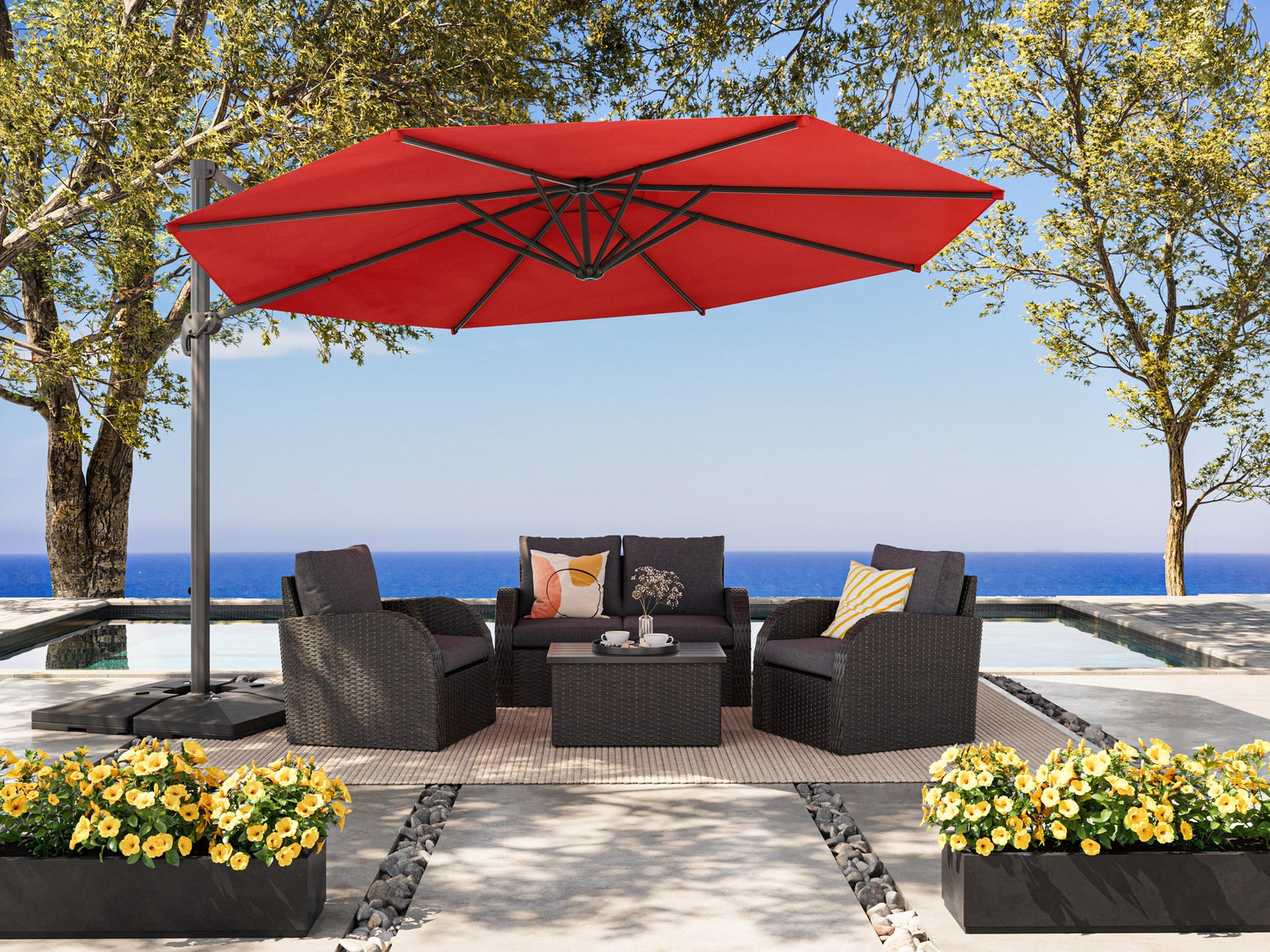 11.5' Deluxe Offset 360 Swivel Umbrellas