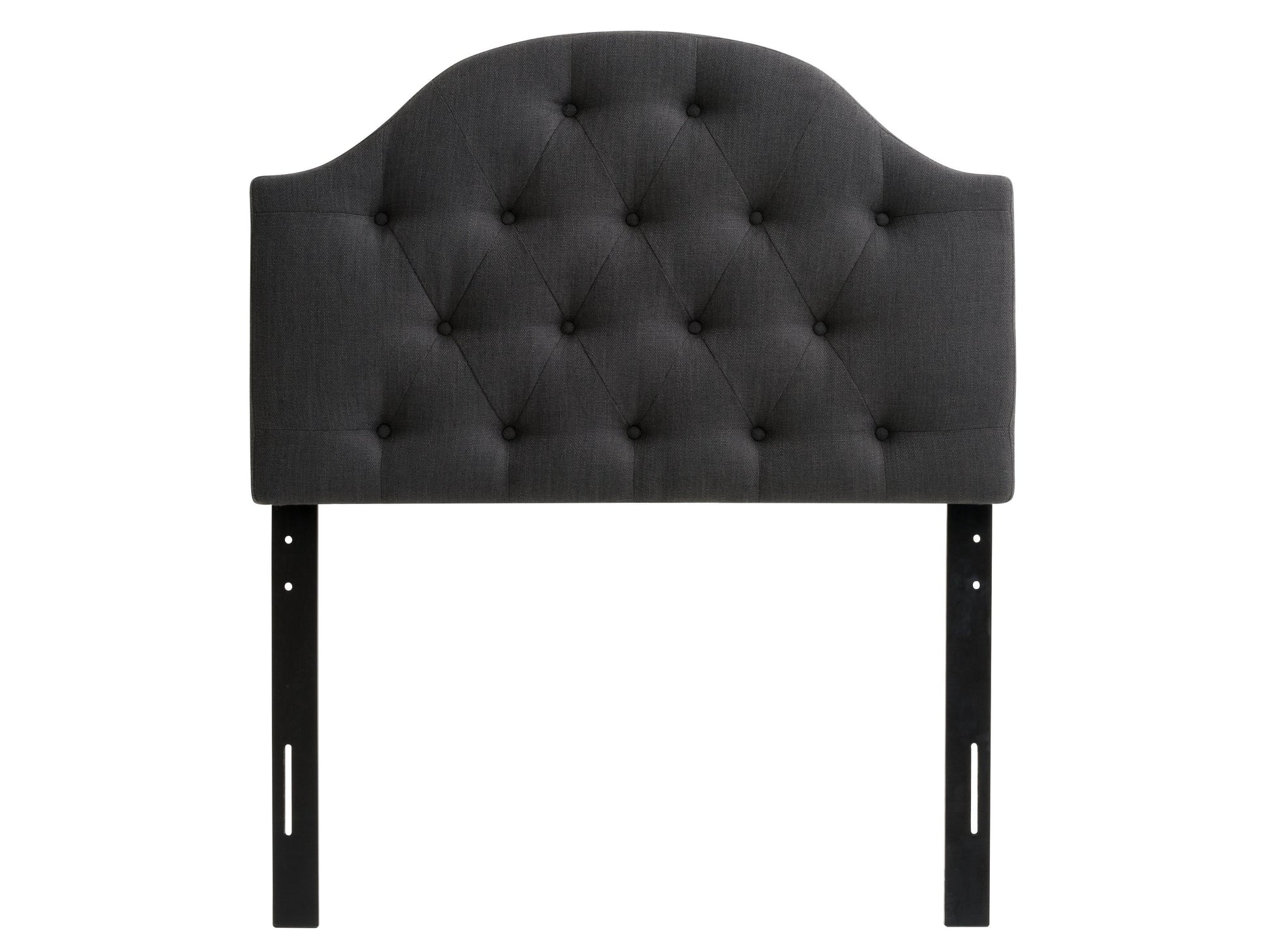 Dark grey diamond tufted headboard for twin/single bed, featuring plush upholstery, elegant button detailing, and a sturdy build, perfect for adding a touch of sophistication to any bedroom decor.