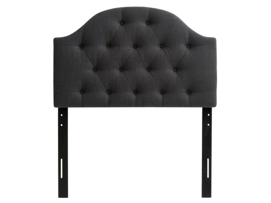Dark grey diamond tufted headboard for twin/single bed, featuring plush upholstery, elegant button detailing, and a sturdy build, perfect for adding a touch of sophistication to any bedroom decor.