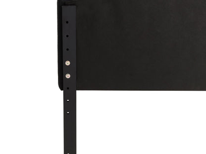 Dark grey padded headboard for twin/single bed, featuring tufted upholstery with soft fabric texture and sturdy construction. Ideal for modern bedroom decor.