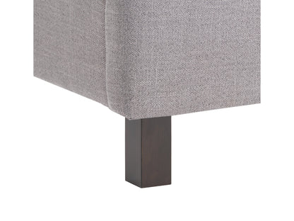 Tufted king bed with slats in grey fabric, featuring a plush, button-tufted headboard, wooden frame, and sturdy slats for mattress support. Ideal for modern bedrooms seeking a stylish and comfortable centerpiece.