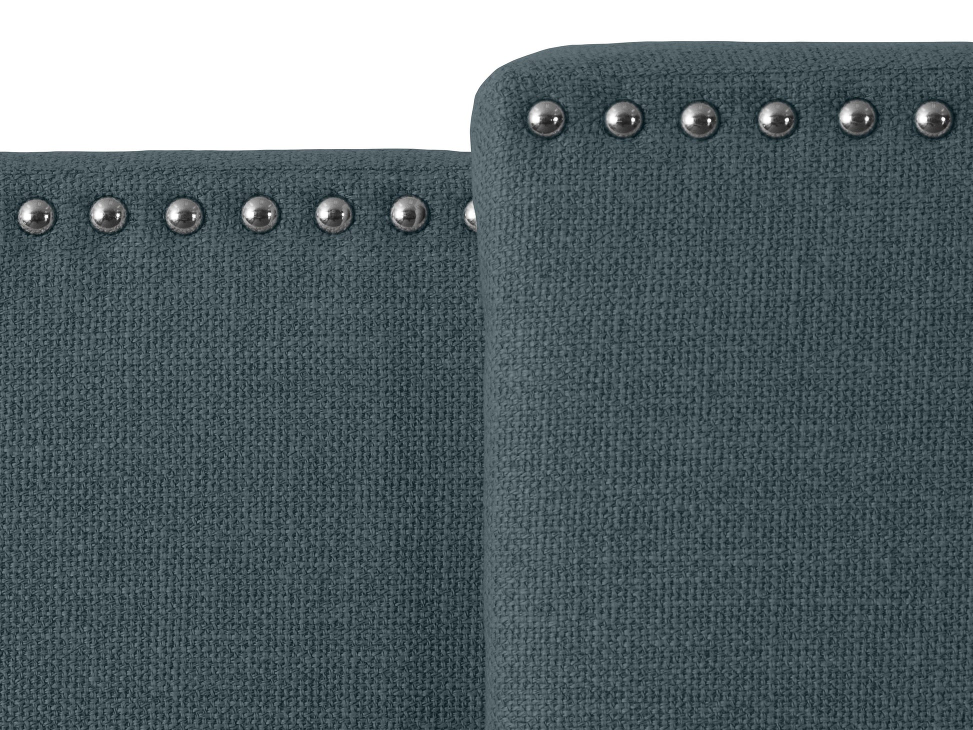 Blue adjustable headboard with tufted fabric, soft texture, and sleek design, perfect for modern bedrooms.