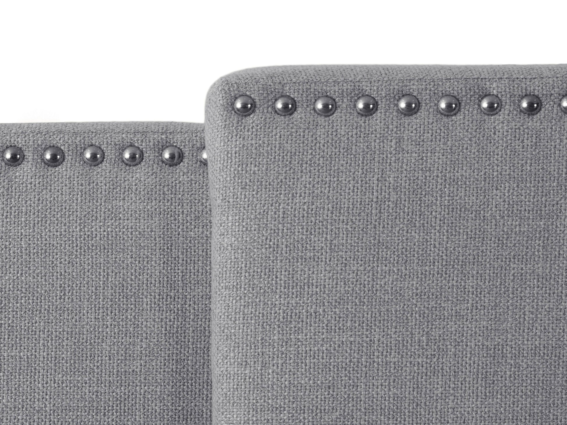 Adjustable grey headboard with tufted fabric, sleek design, and sturdy build, perfect for modern bedrooms.