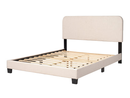 Leighton Modern Upholstered Bed with Curved Adjustable Headboard, Queen