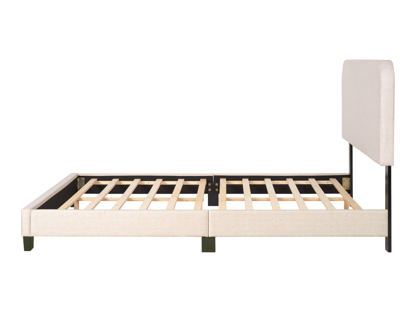 Leighton Modern Upholstered Bed with Curved Adjustable Headboard, Queen