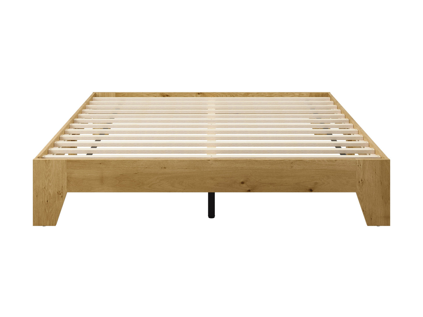 Modern queen platform bed with a sleek dark wood frame, upholstered headboard in light gray fabric, and minimalist design. Ideal for contemporary bedrooms, featuring sturdy construction and under-bed storage space.