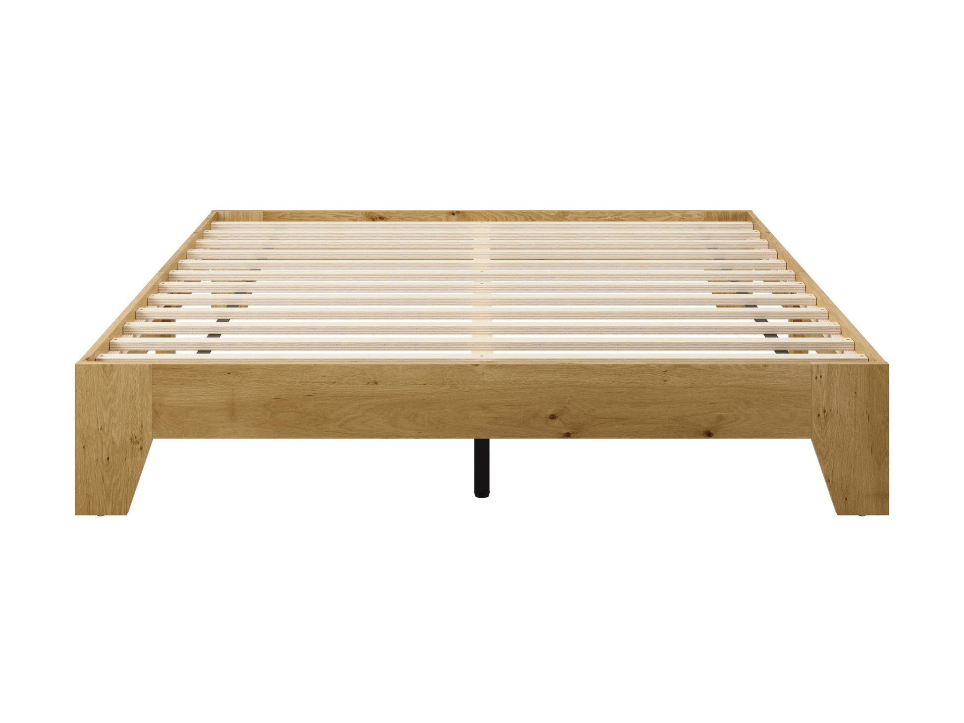 Modern queen platform bed with a sleek dark wood frame, upholstered headboard in light gray fabric, and minimalist design. Ideal for contemporary bedrooms, featuring sturdy construction and under-bed storage space.