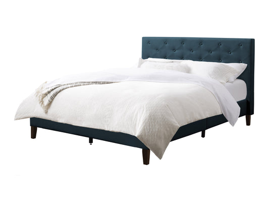 Button-Tufted Upholstered Queen Bed