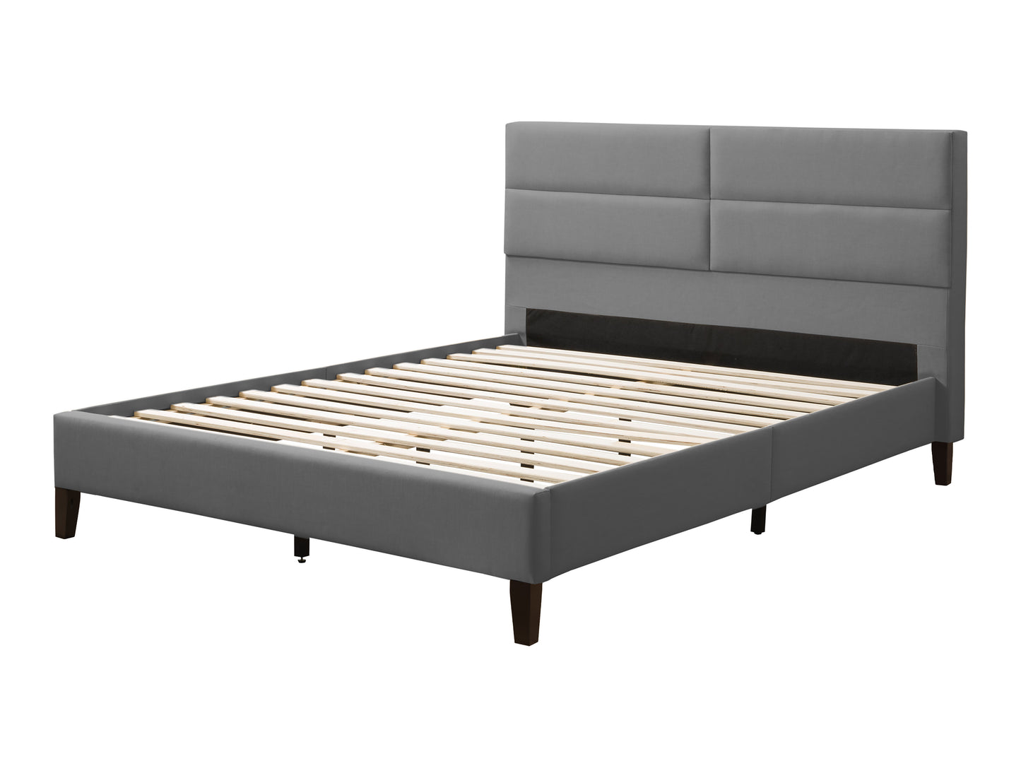 Light Grey Tufted Upholstered Bed, Twin